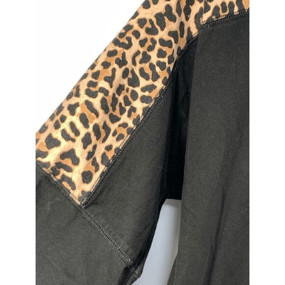 PINK Victoria's Secret Leopard Print Long Sleeve T-Shirt Black Size XS - Picture 4 of 6